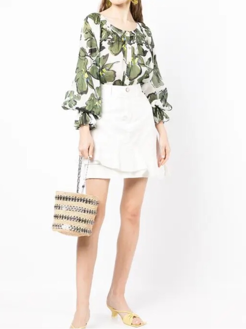 AJE Floral Print Blouse Green White
One Size